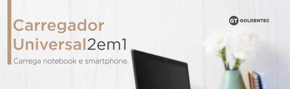 Carregador Universal 90W 3 em 1 com QI para Notebook e Smartphone Goldentec